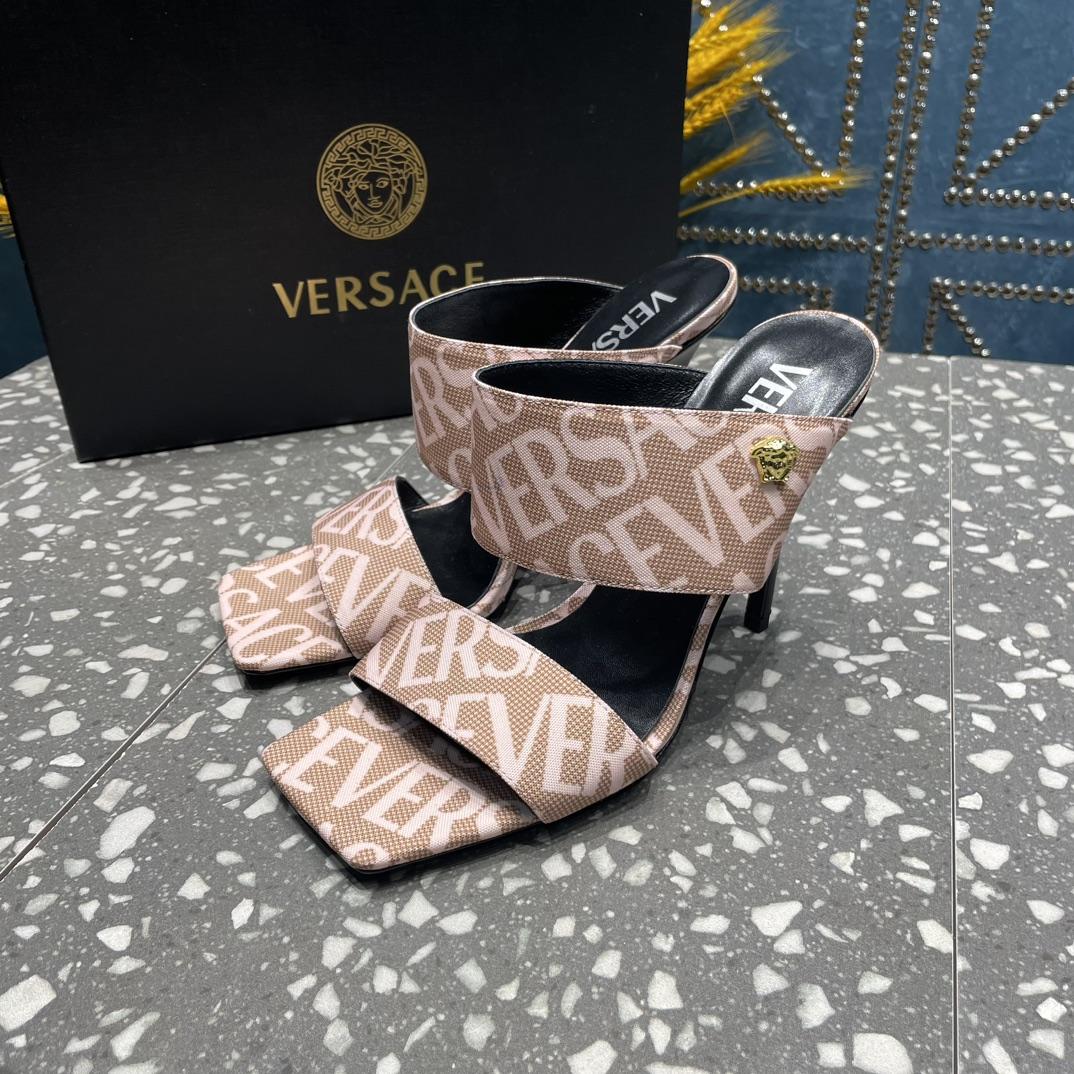 Versace Allover High Heel Mules - EUR FASHION