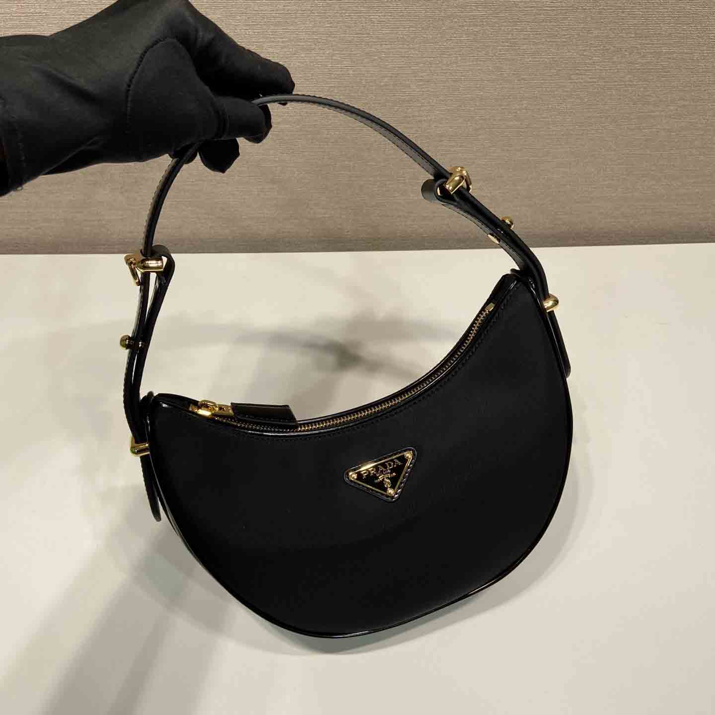 Prada Arqué Re-Nylon And Brushed Leather Shoulder Bag - EUR FASHION