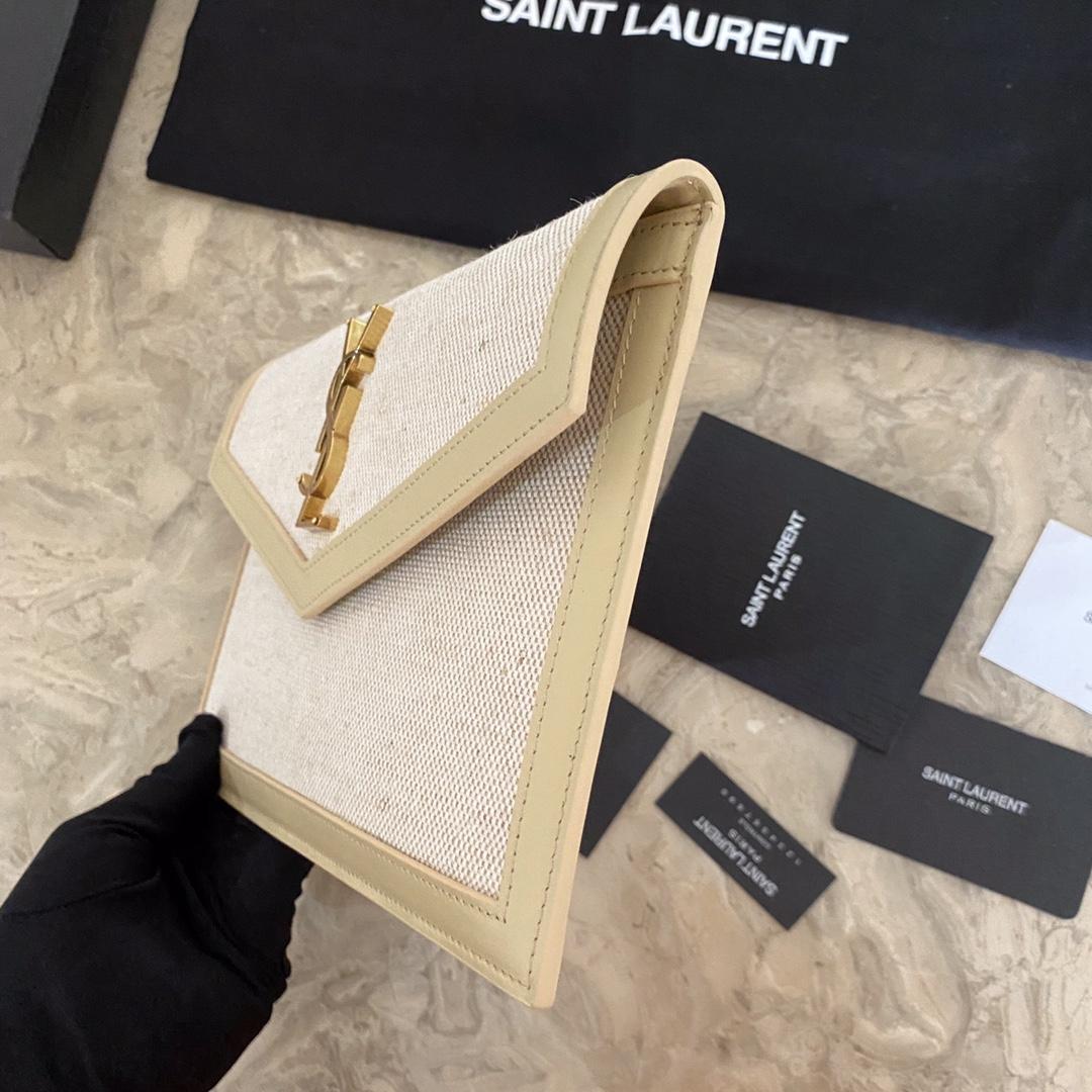 Saint Laurent Uptown Leather-trimmed Raffia Pouch (27-16-2cm) - EUR FASHION