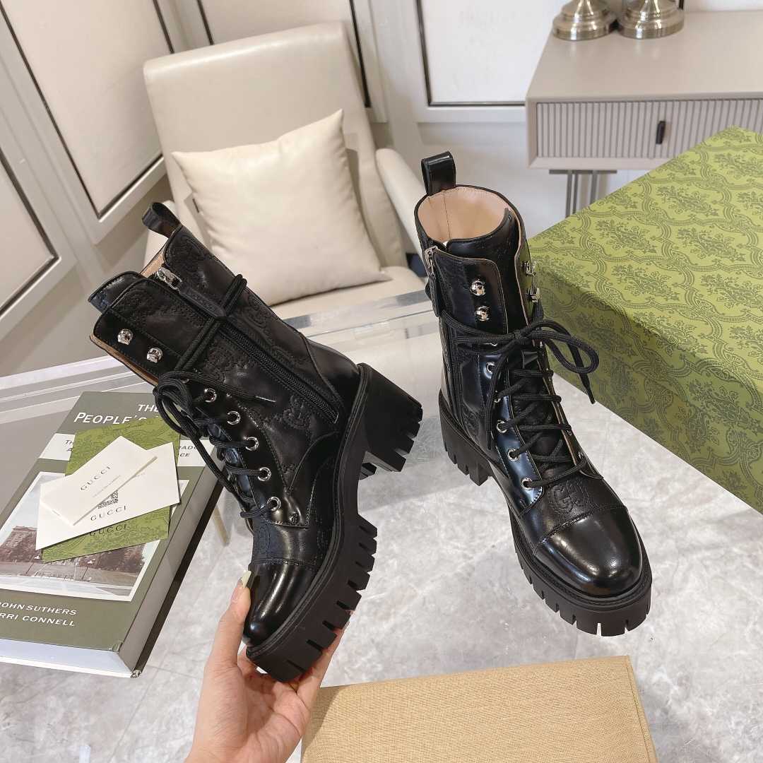 Gucci Women's GG Matelasse Lace-up Boot - EUR FASHION