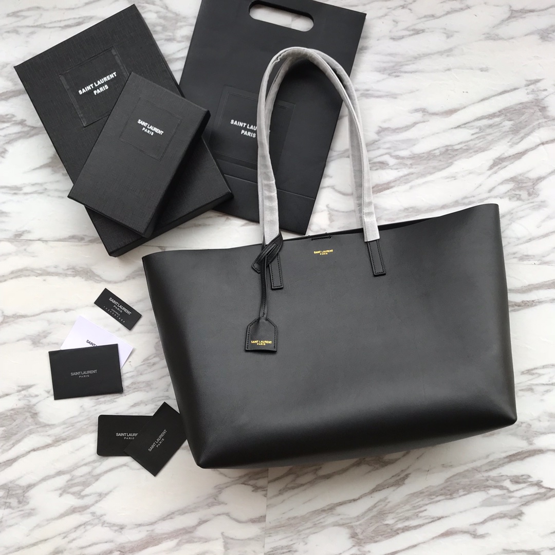 Saint Laurent Shopping Bag In Supple Leather (38x28x13cm) - EUR FASHION