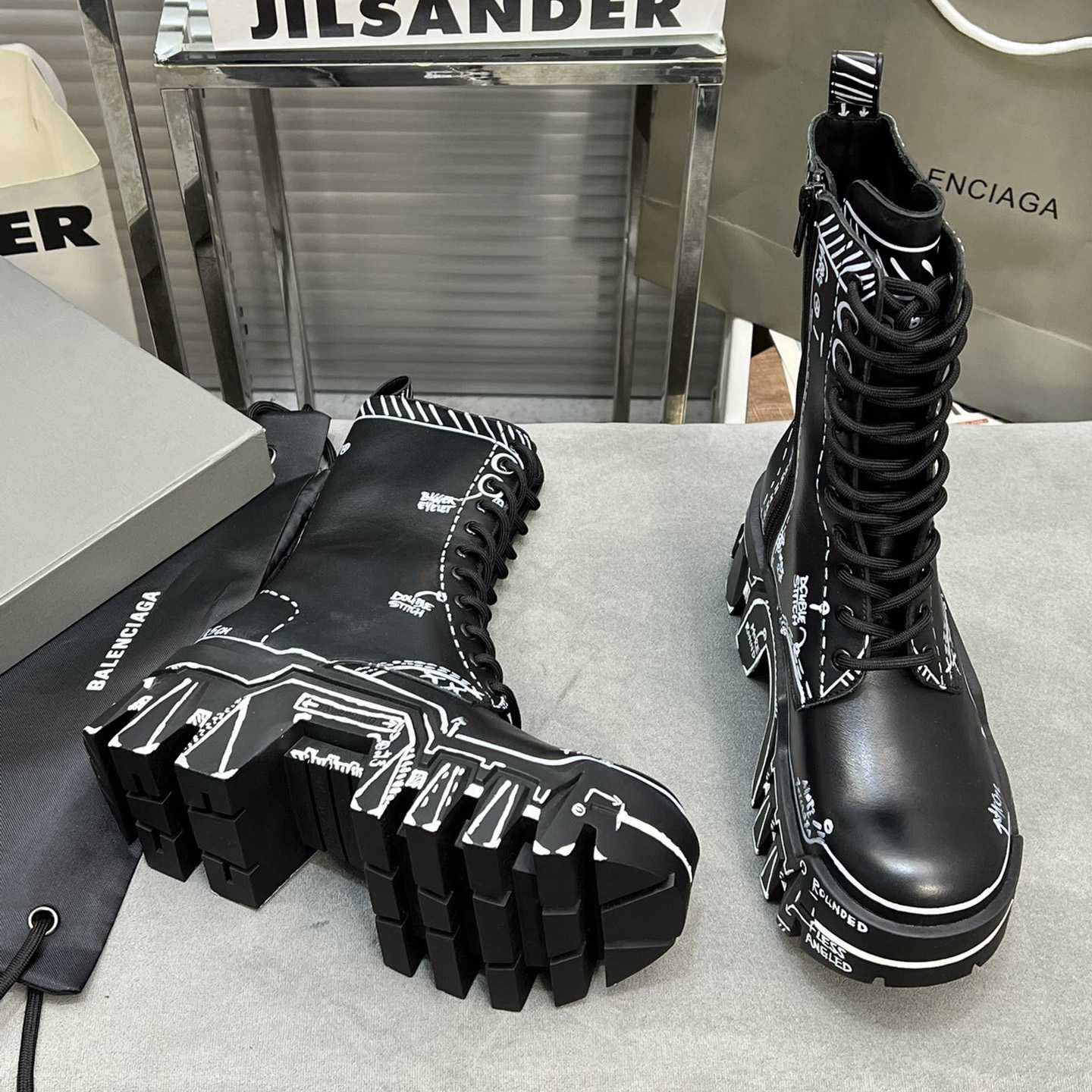 Balenciaga Bulldozer Lace-Up Boot In Black  - EUR FASHION