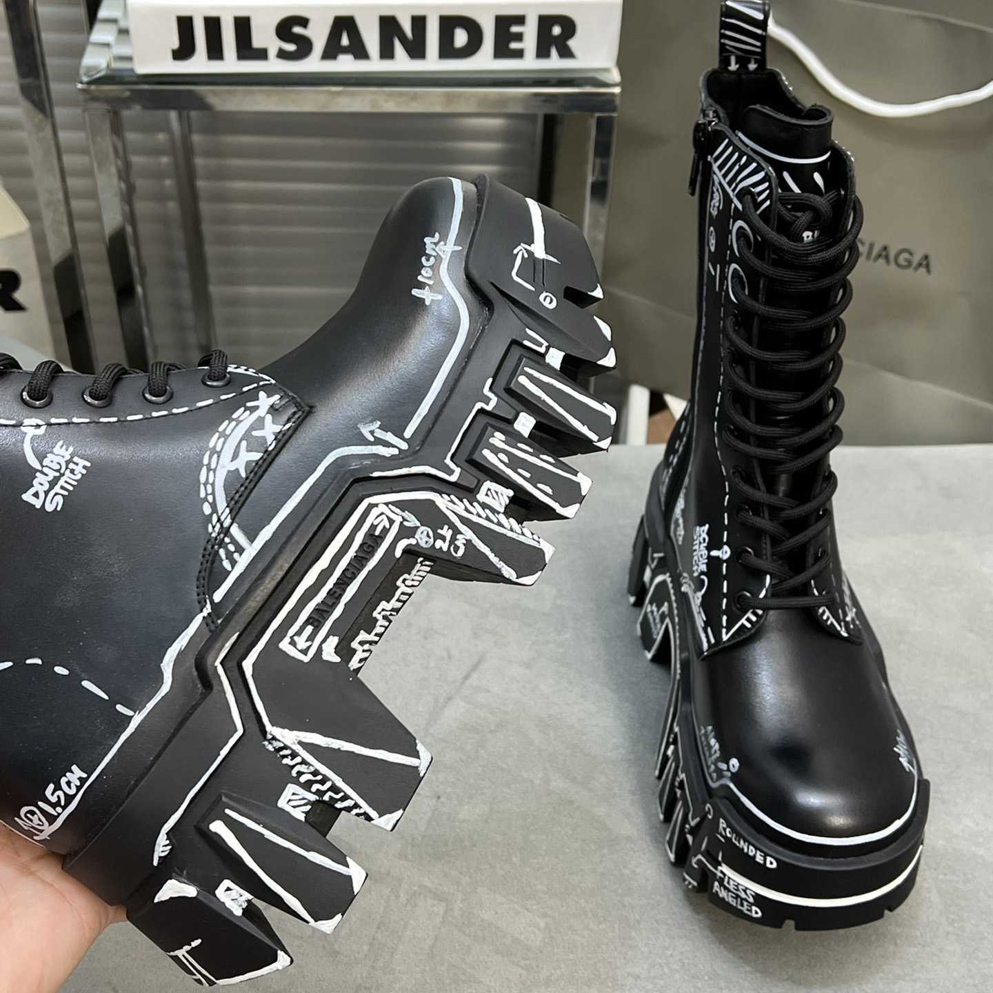 Balenciaga Bulldozer Lace-Up Boot In Black  - EUR FASHION