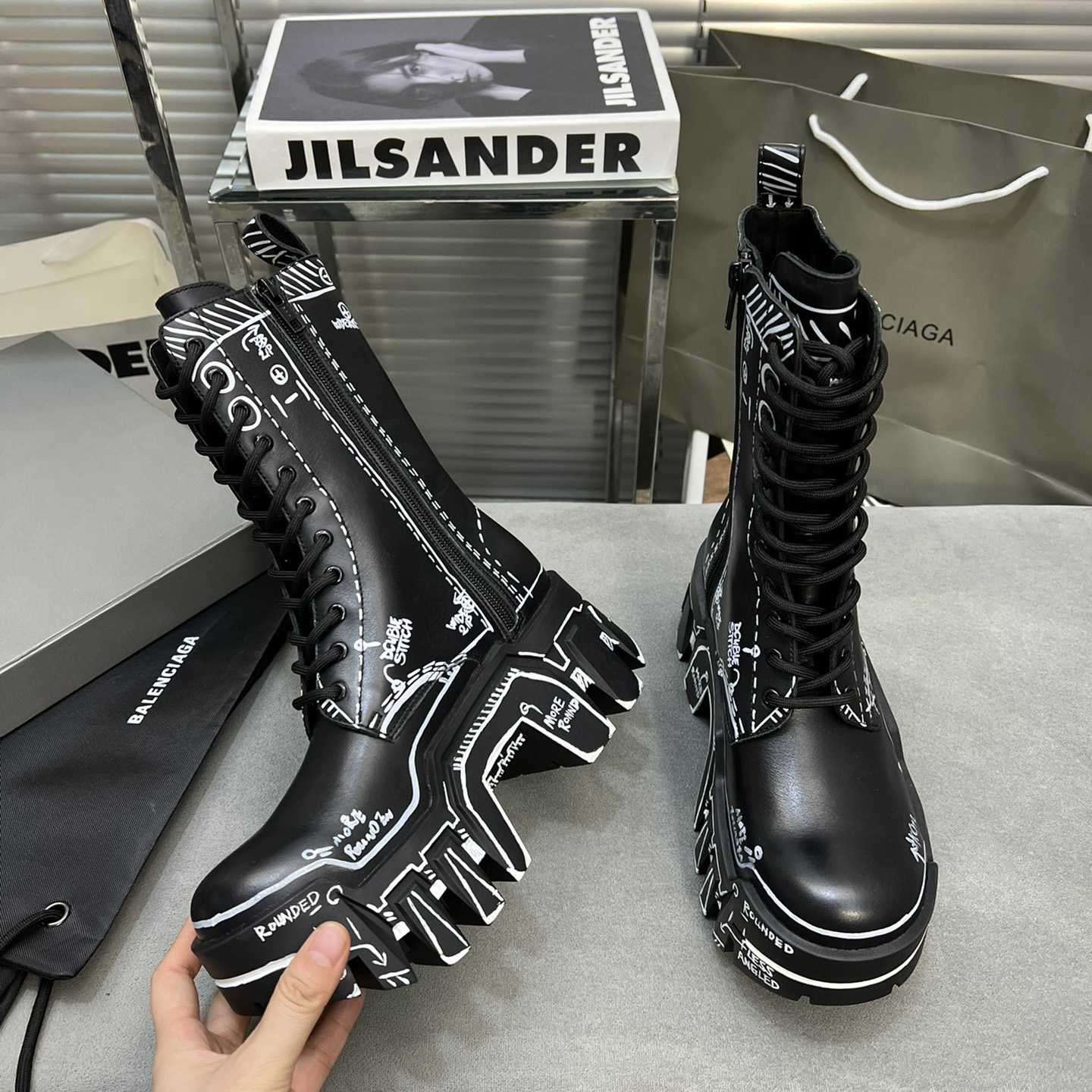 Balenciaga Bulldozer Lace-Up Boot In Black  - EUR FASHION
