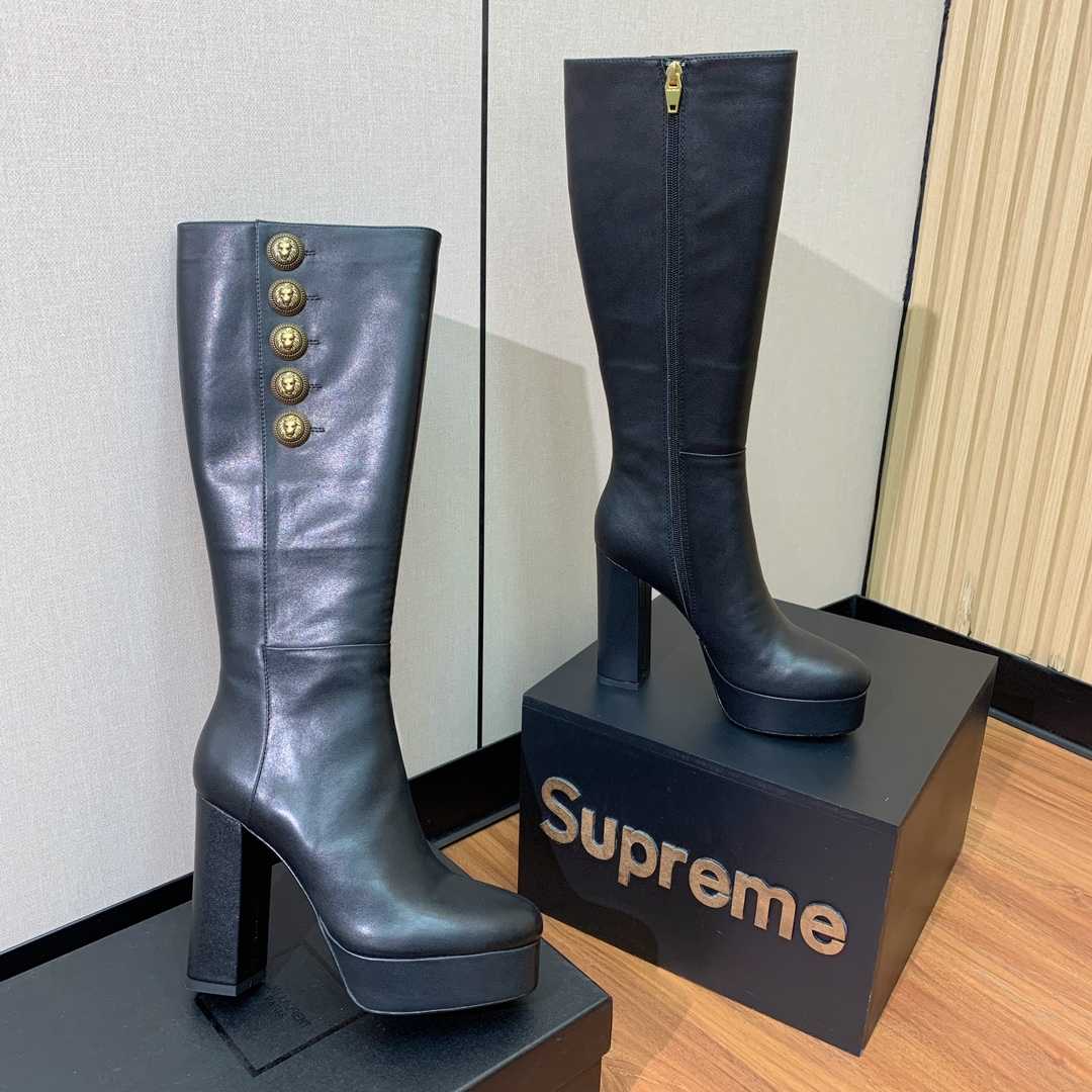 Balmain Brune Leather Boots - EUR FASHION