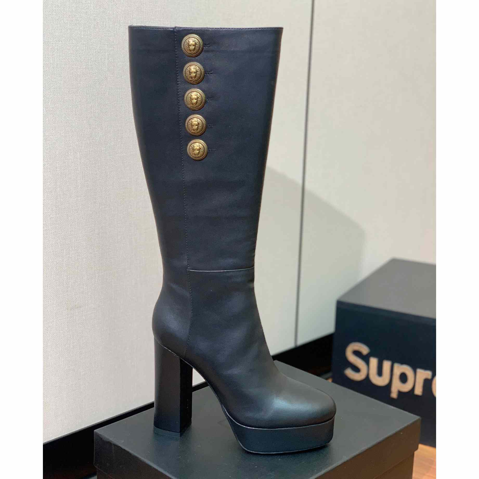 Balmain Brune Leather Boots - EUR FASHION