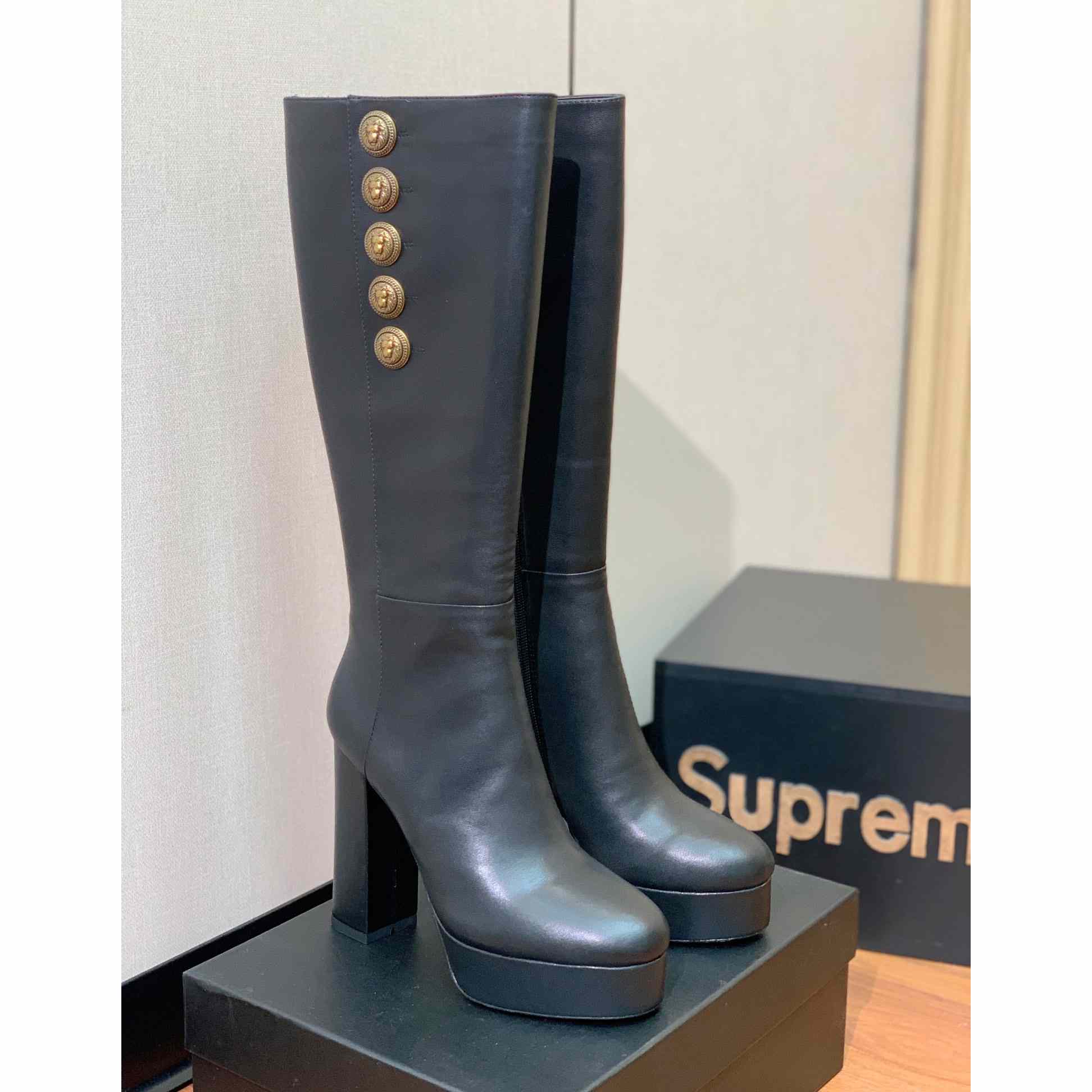Balmain Brune Leather Boots - EUR FASHION