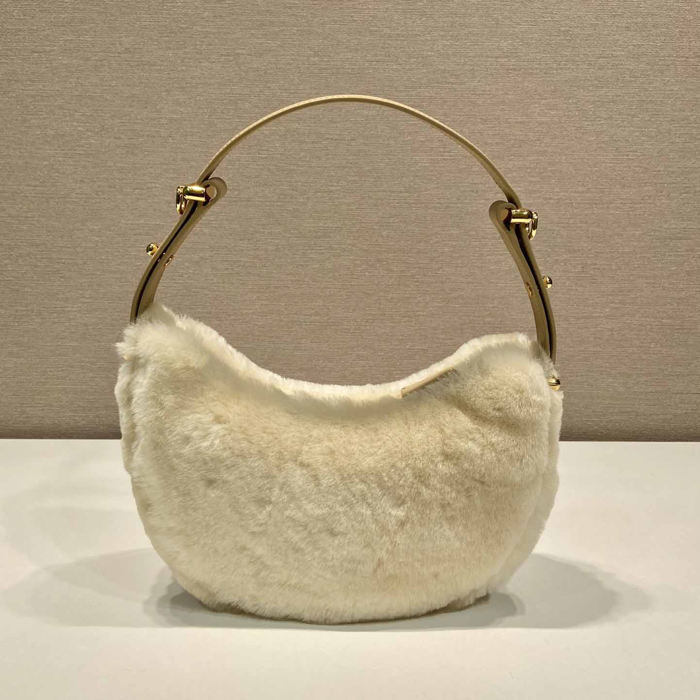 Prada Arqué Shearling And Leather Shoulder Bag - EUR FASHION