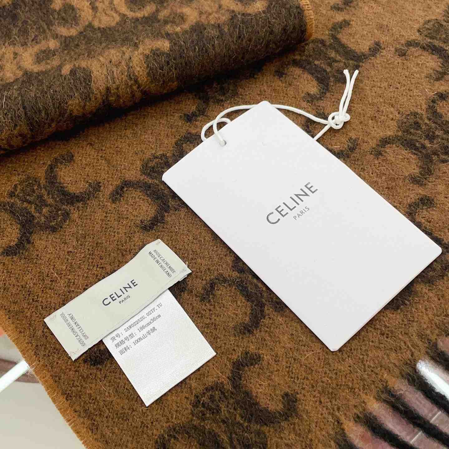 Celine Fringed Scarf In Monogram Cashmere  - EUR FASHION
