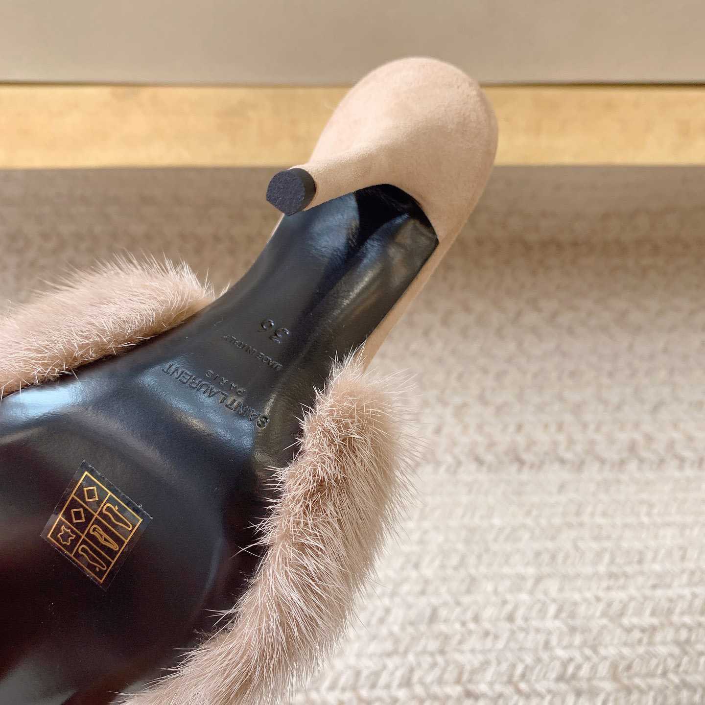 Saint Laurent LA 16 Mules In Animal-Free Fur And Suede  - EUR FASHION