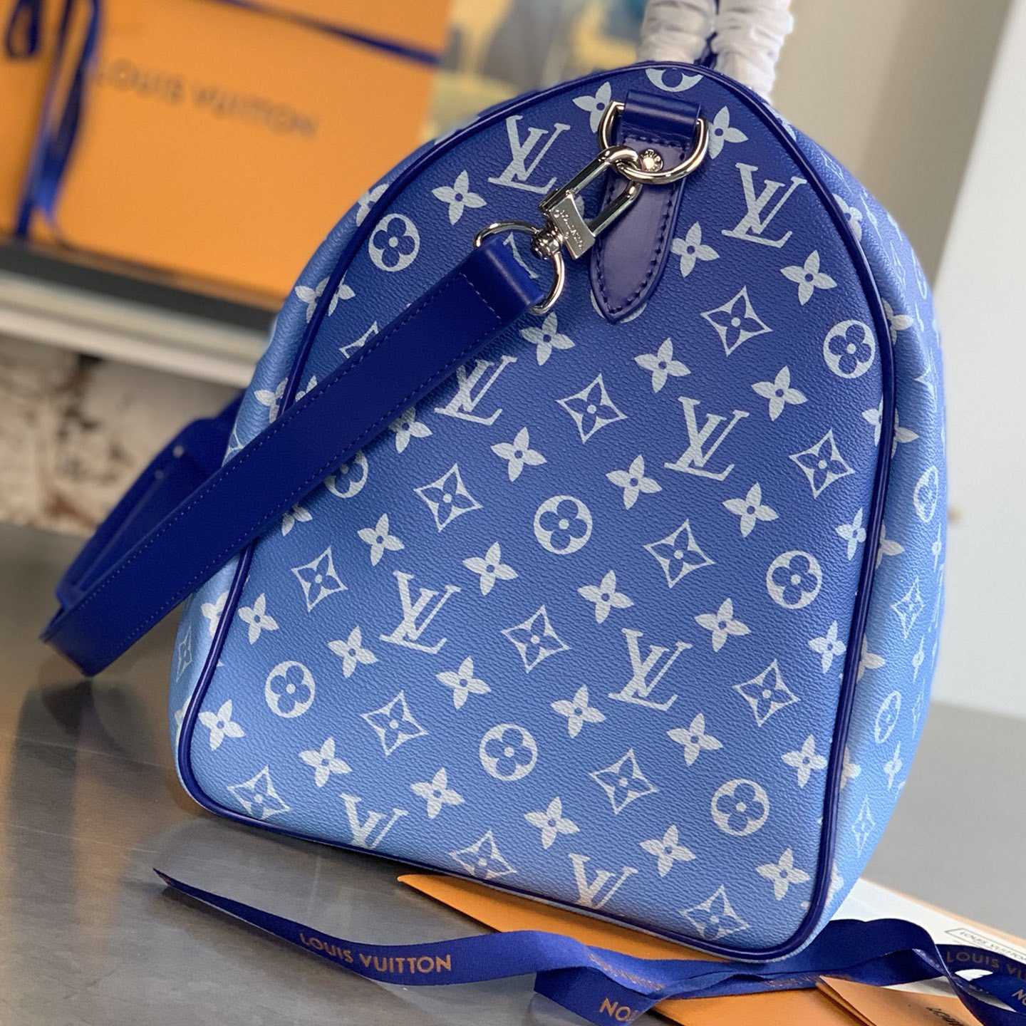 Louis Vuitton Keepall Bandouliere Clouds Monogram 50 Blue - EUR FASHION