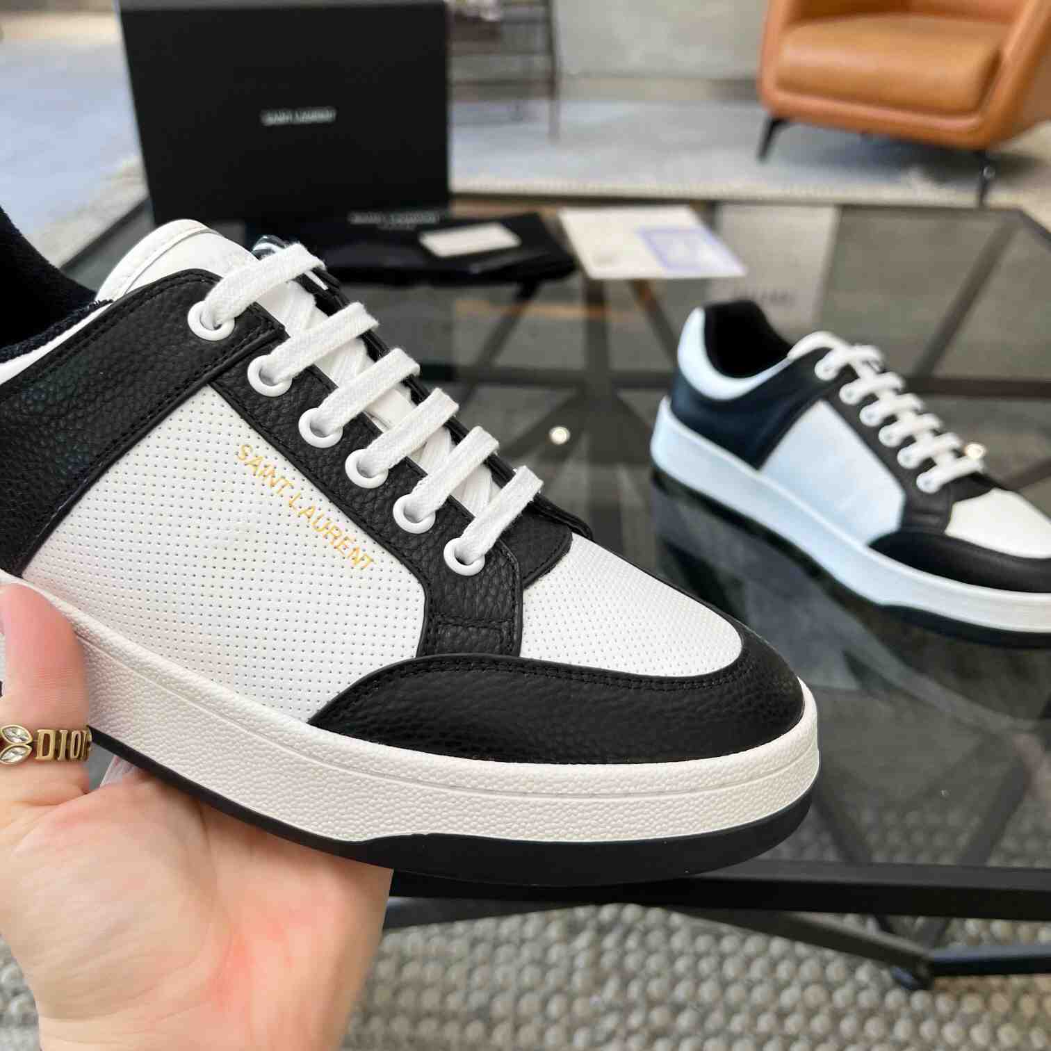 Saint Laurent SL/61 Low-top Sneakers In Perforated Leather - EUR FASHION
