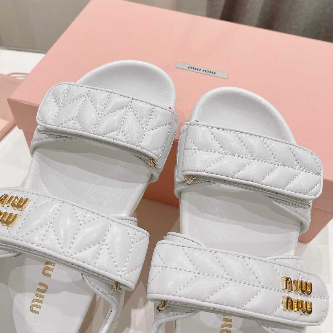 Miu Miu Sporty Matelassé Nappa Leather Sandals - EUR FASHION