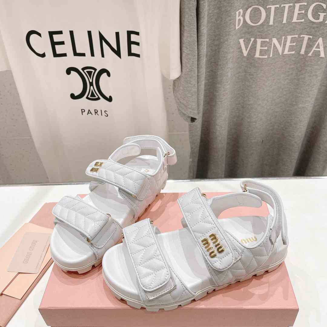 Miu Miu Sporty Matelassé Nappa Leather Sandals - EUR FASHION