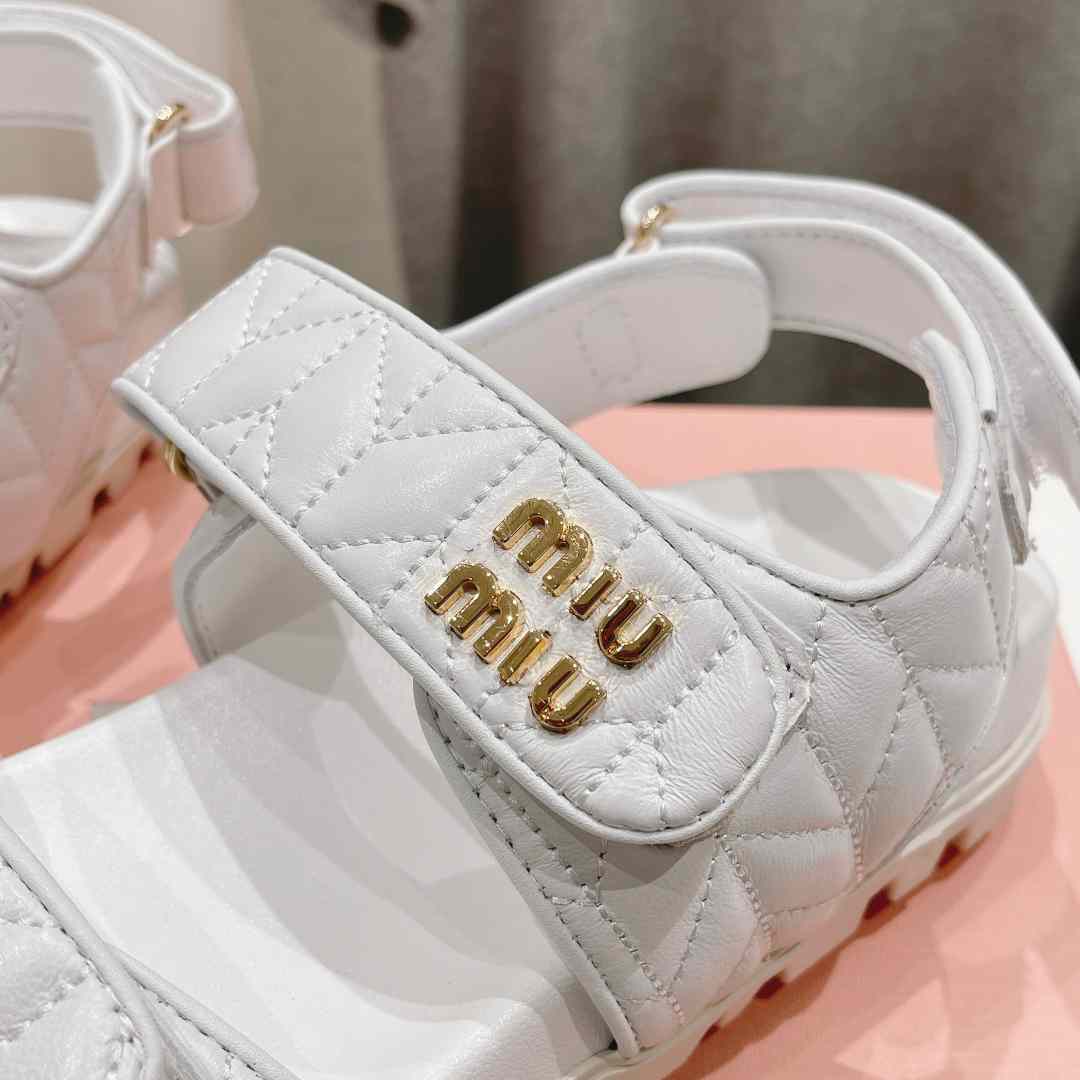 Miu Miu Sporty Matelassé Nappa Leather Sandals - EUR FASHION