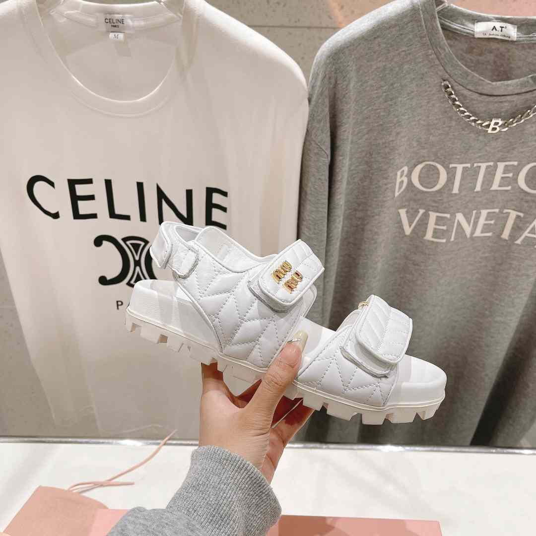 Miu Miu Sporty Matelassé Nappa Leather Sandals - EUR FASHION