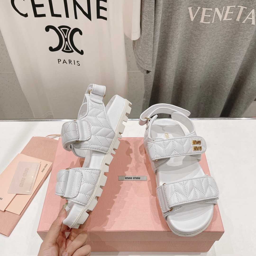 Miu Miu Sporty Matelassé Nappa Leather Sandals - EUR FASHION