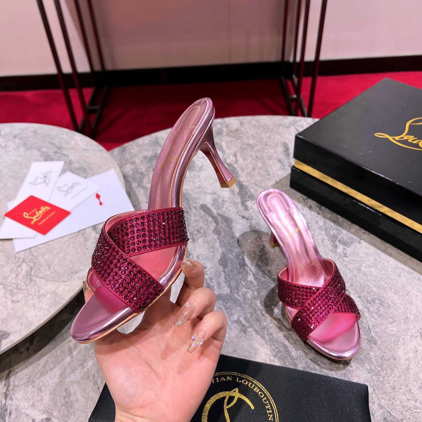 Christian Louboutin Mariza Is Back Strass 85mm Mules Sandals - EUR FASHION