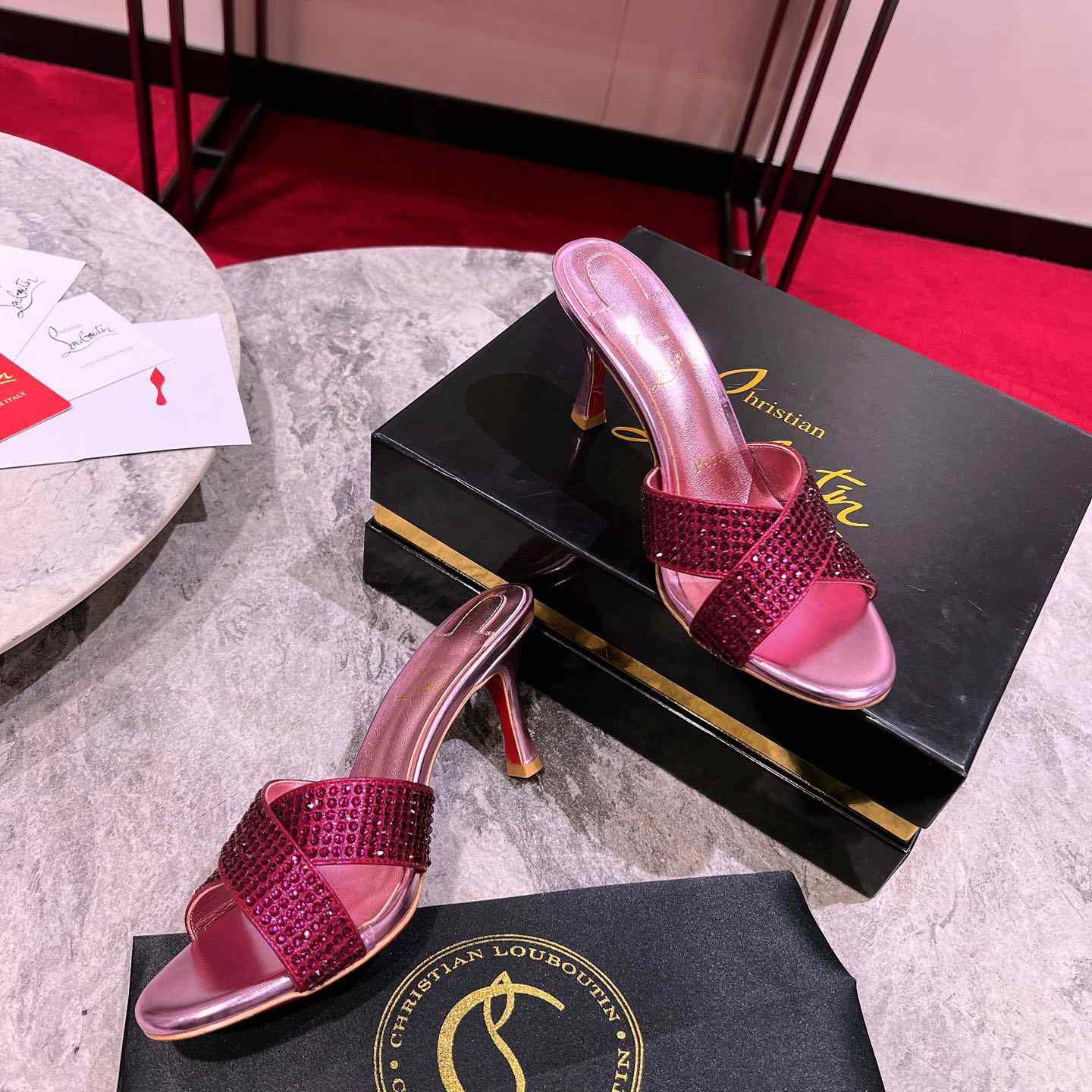 Christian Louboutin Mariza Is Back Strass 85mm Mules Sandals - EUR FASHION