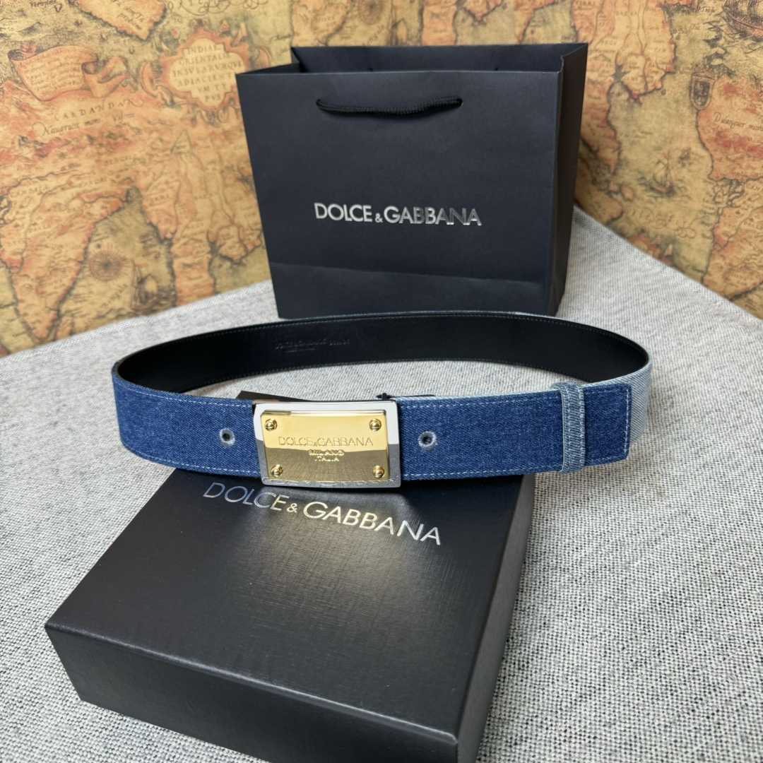 Dolce & Gabbana Denim Belt With Branded Tag - EUR FASHION