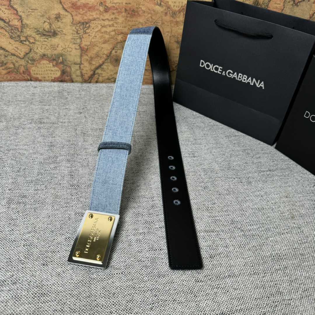 Dolce & Gabbana Denim Belt With Branded Tag - EUR FASHION