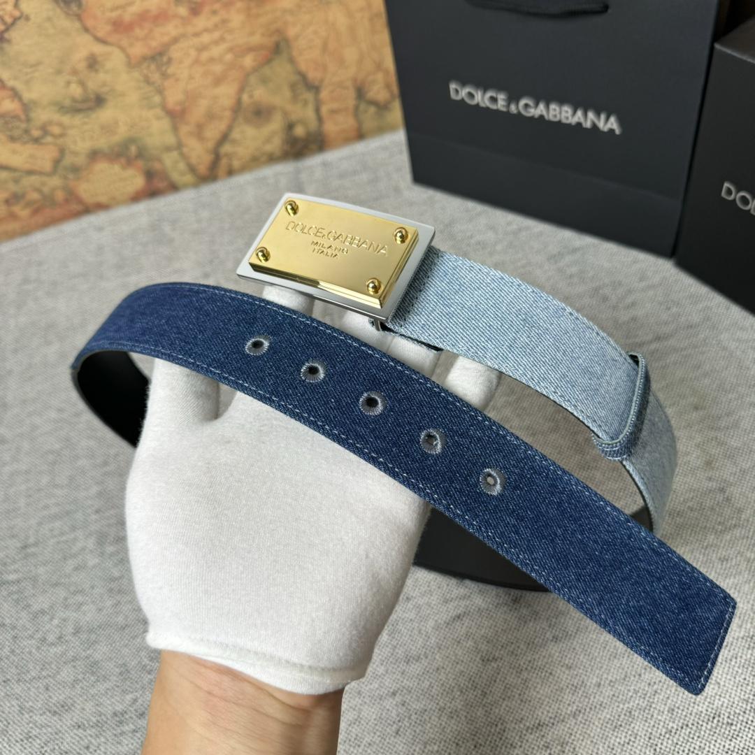 Dolce & Gabbana Denim Belt With Branded Tag - EUR FASHION