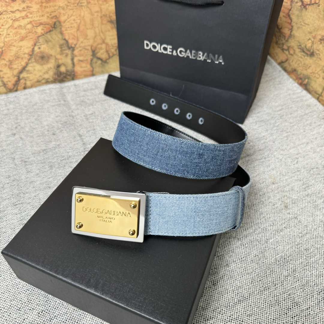 Dolce & Gabbana Denim Belt With Branded Tag - EUR FASHION