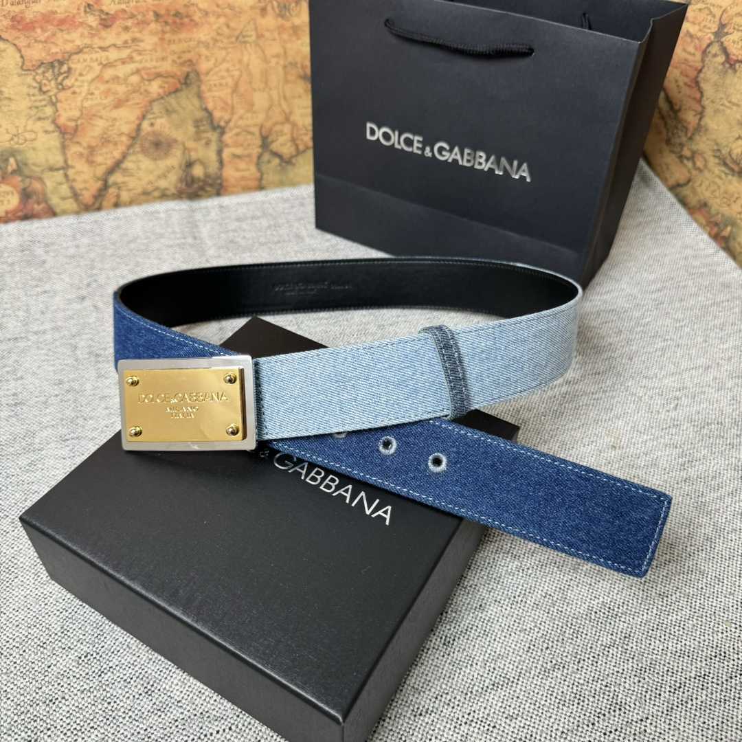 Dolce & Gabbana Denim Belt With Branded Tag - EUR FASHION