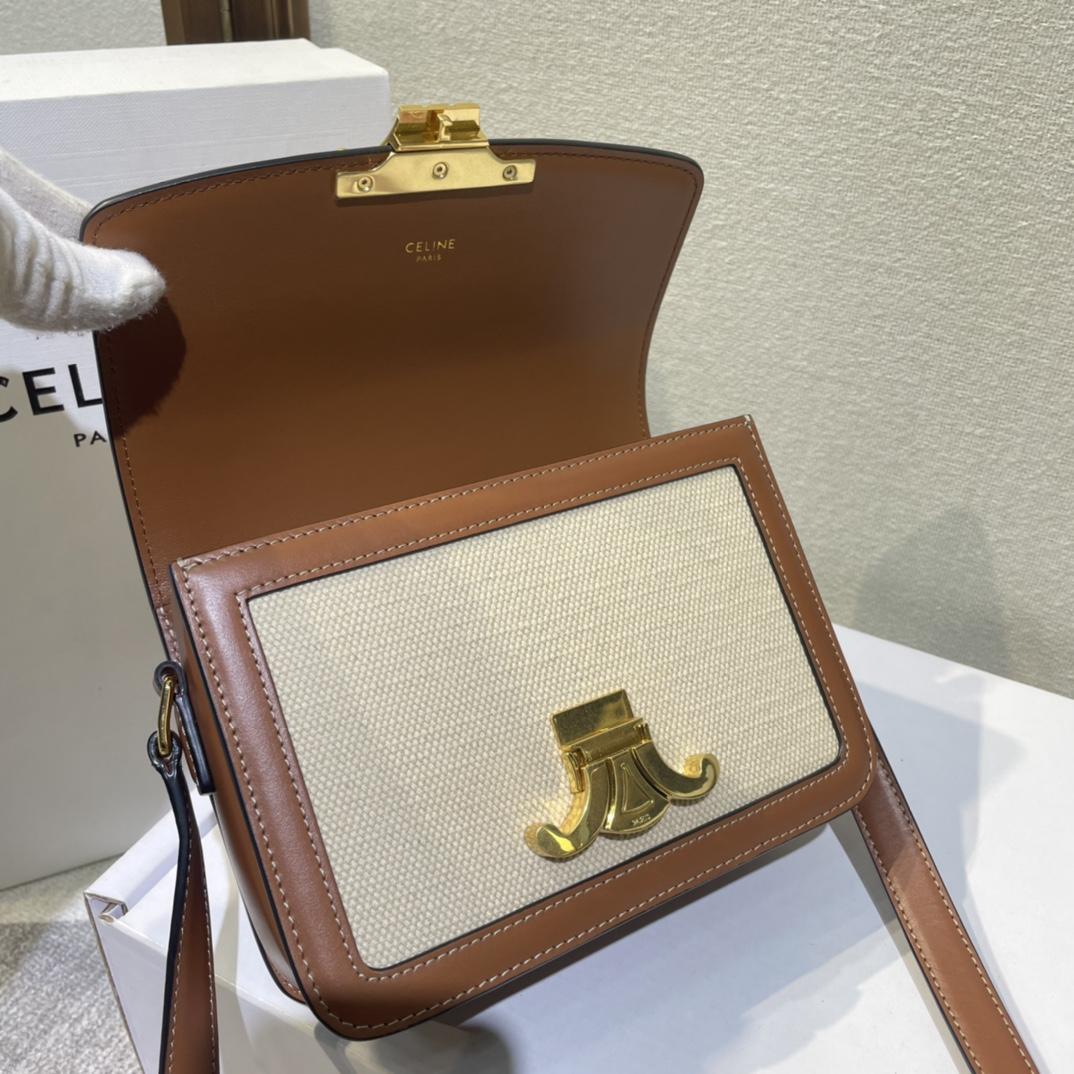 Celine Teen Triomphe Bag In Textile And Calfskin - EUR FASHION