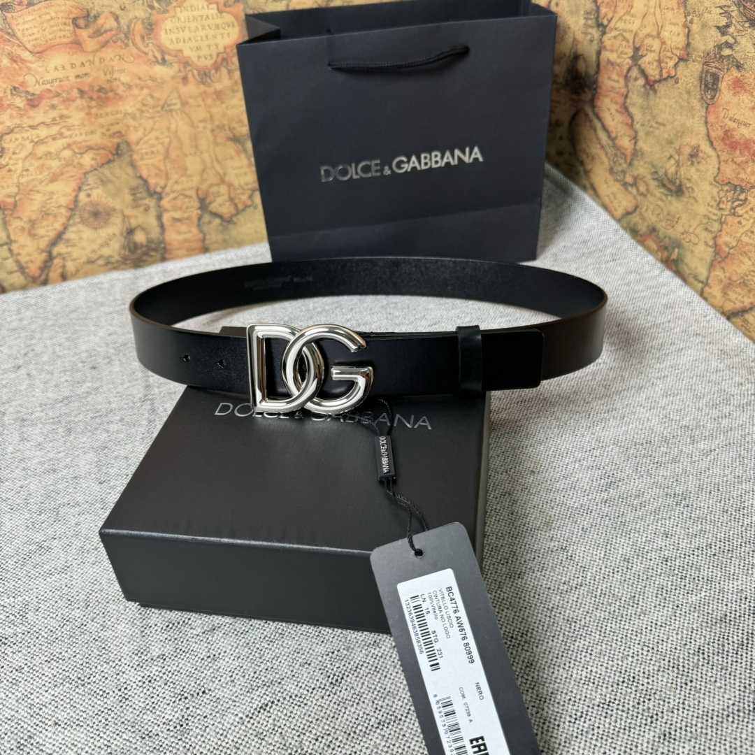 Dolce & Gabbana DG Logo-buckle Leather Belt   35mm - EUR FASHION