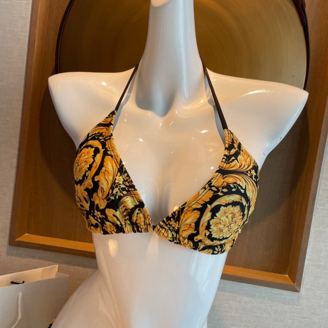 Versace Baroque-print Triangle Bikini  - EUR FASHION