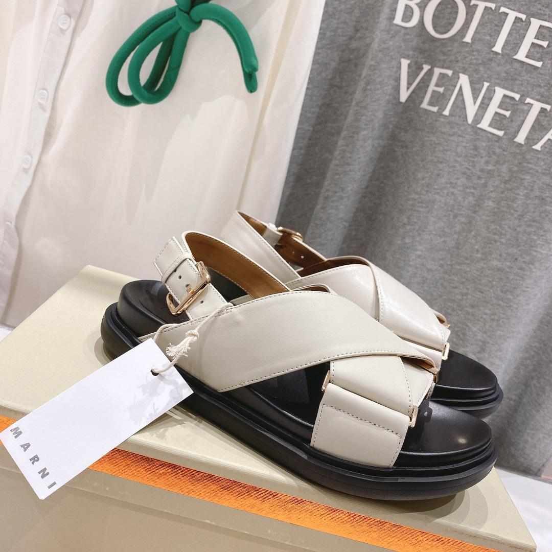 Marni White Leather Fussbett - EUR FASHION