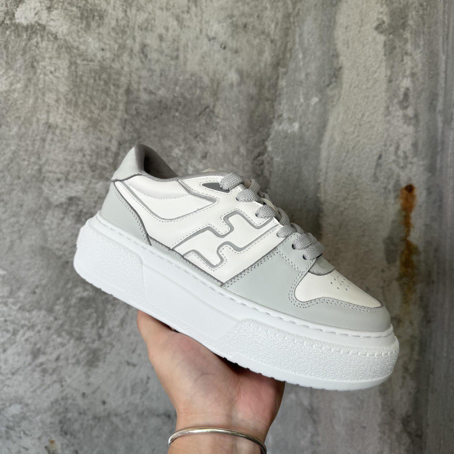 Fendi Match Gray Leather Platform Low-tops - EUR FASHION