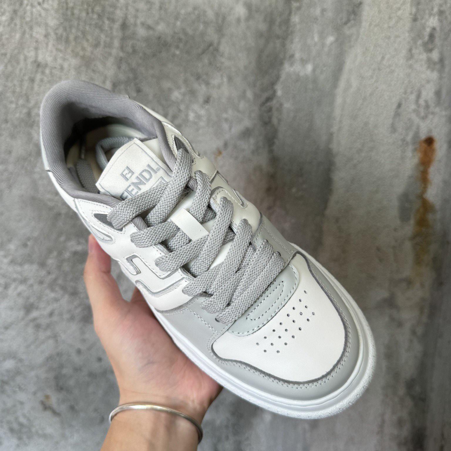 Fendi Match Gray Leather Platform Low-tops - EUR FASHION