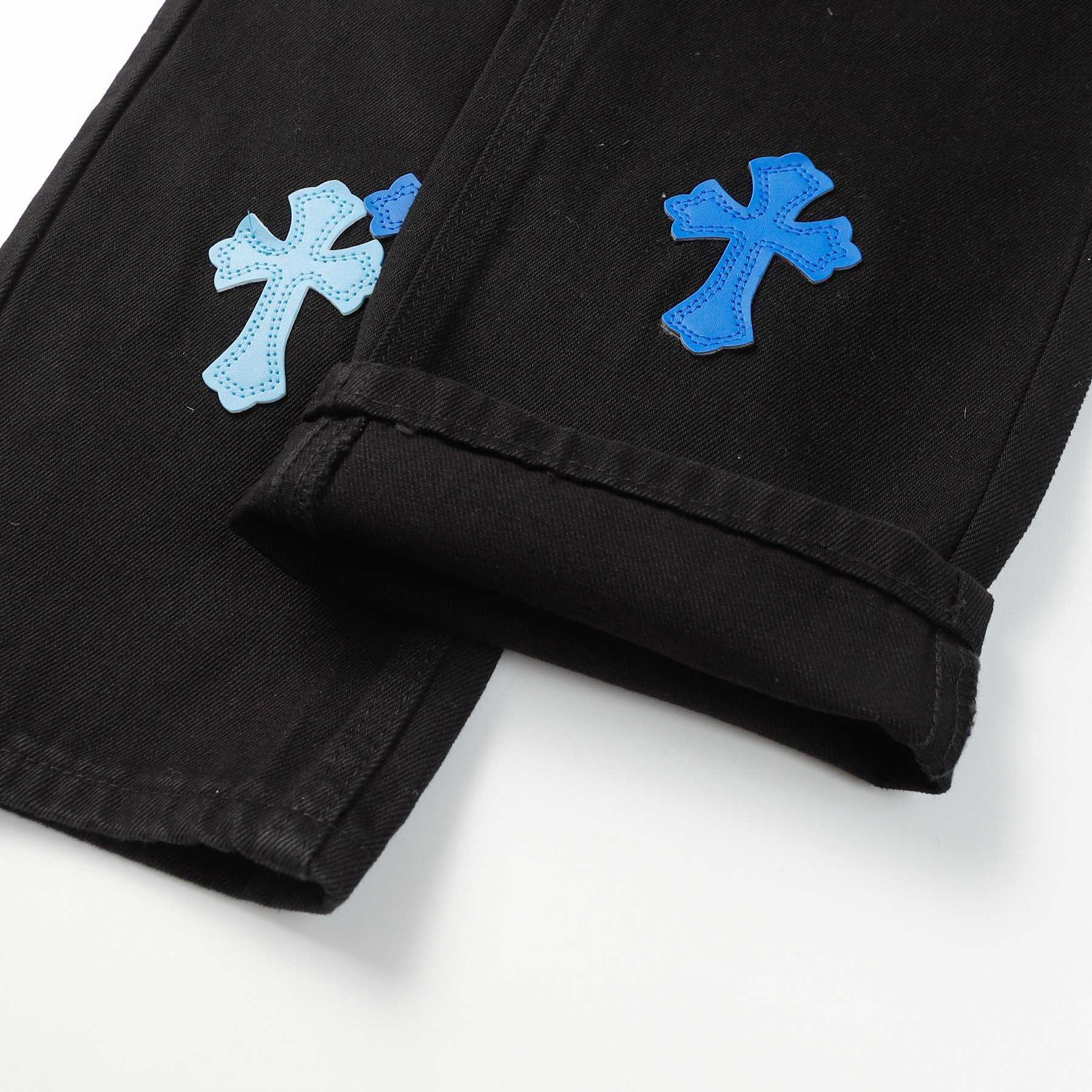 Chrome Heart Cross Patch Jeans - EUR FASHION