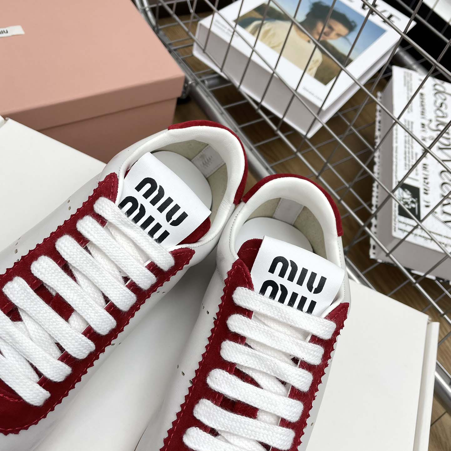 Miu Miu Plume Nappa Leather And Suede Sneakers - EUR FASHION