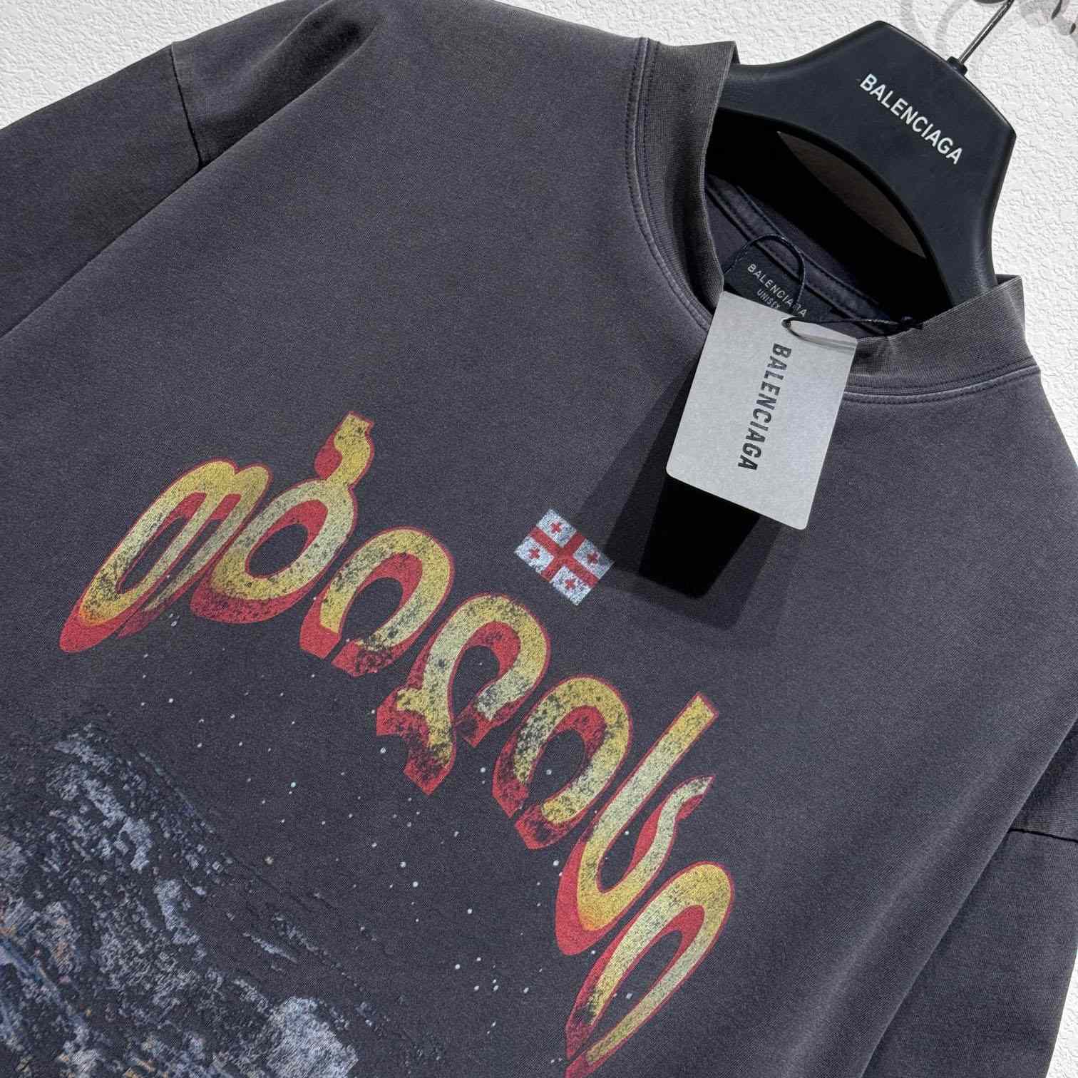 Balenciaga Tbilisi T-Shirt Oversized In Faded Washed Black - EUR FASHION