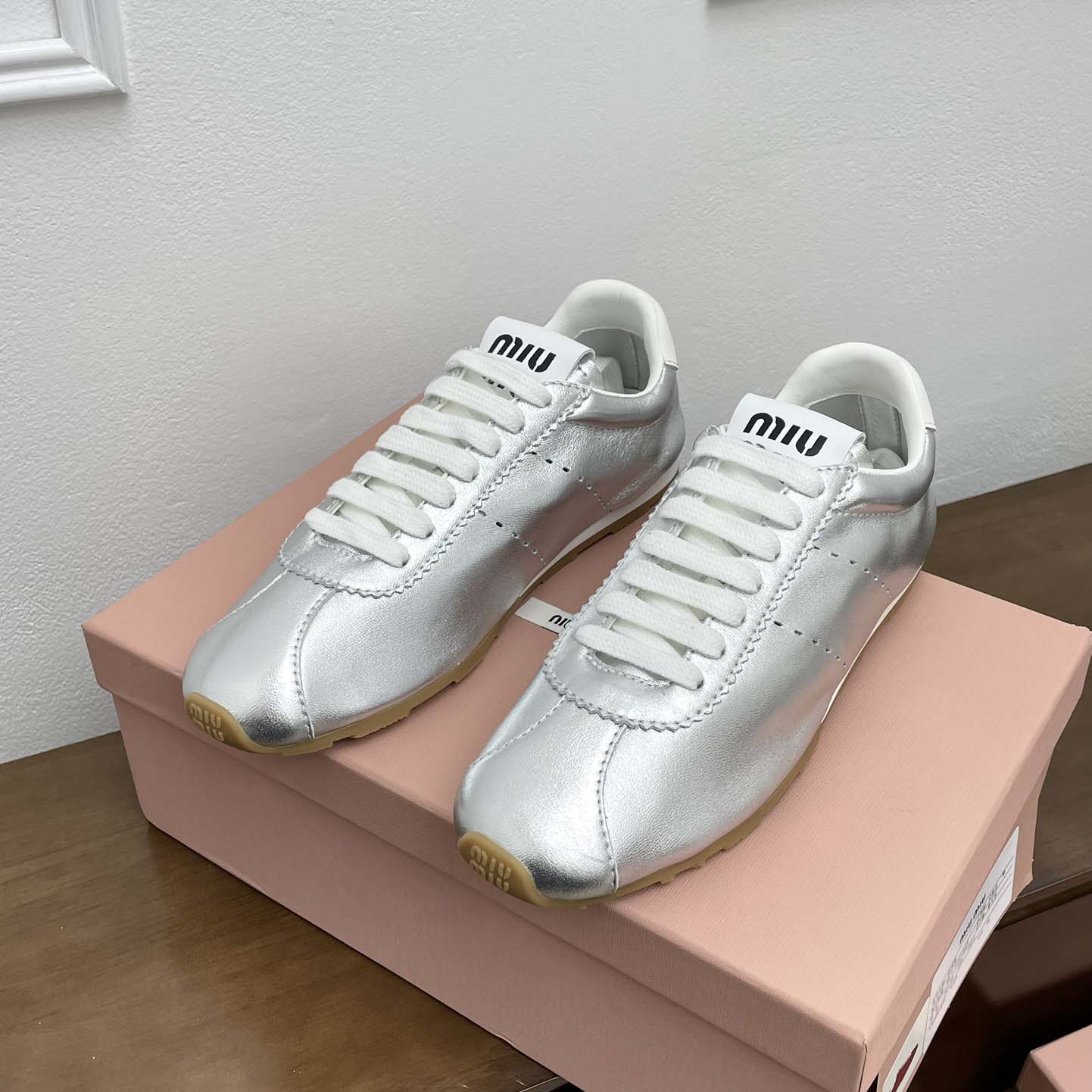 Miu Miu Plume Mordoré Calfskin Sneakers - EUR FASHION