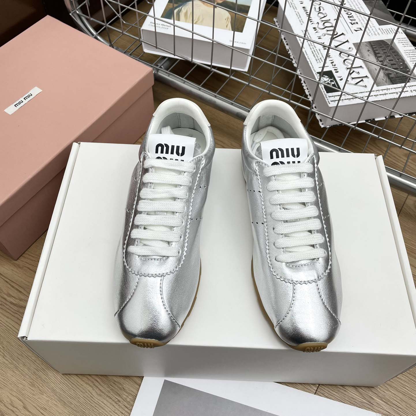 Miu Miu Plume Mordoré Calfskin Sneakers - EUR FASHION
