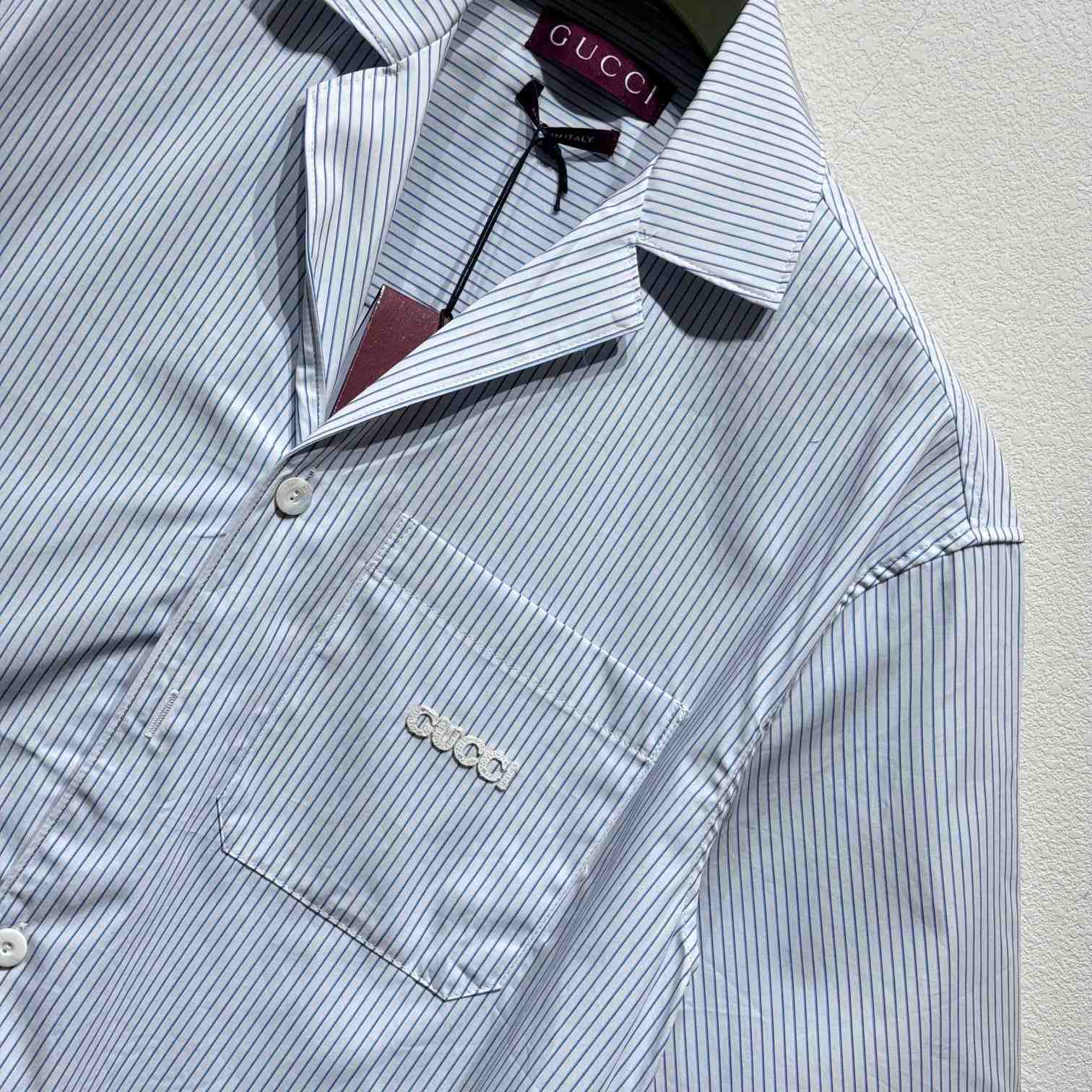 Gucci Embroidered Striped Cotton Shirt - EUR FASHION