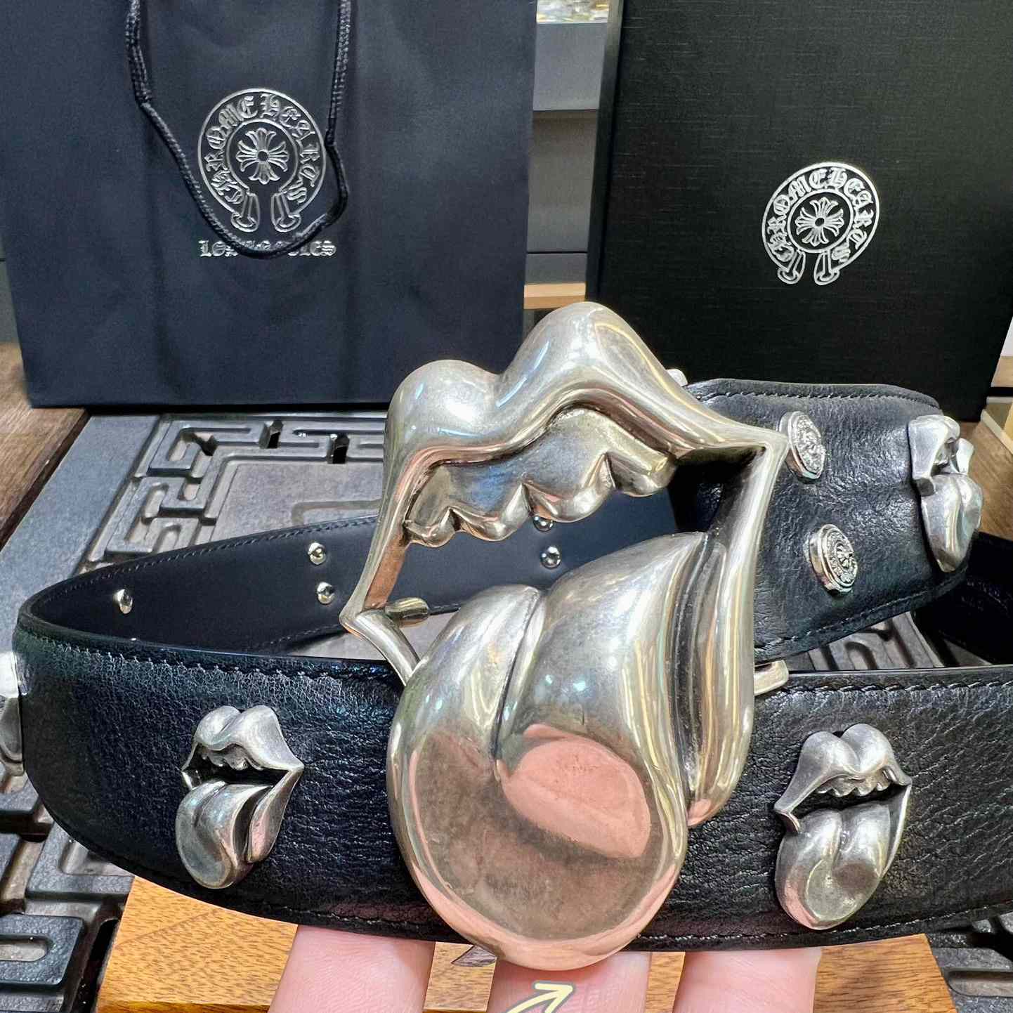 Chrome Hearts Rolling Stones Studded Belt & Buckle - EUR FASHION