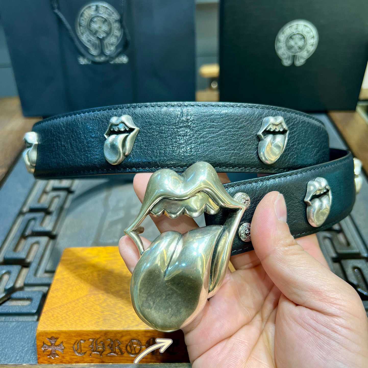 Chrome Hearts Rolling Stones Studded Belt & Buckle - EUR FASHION