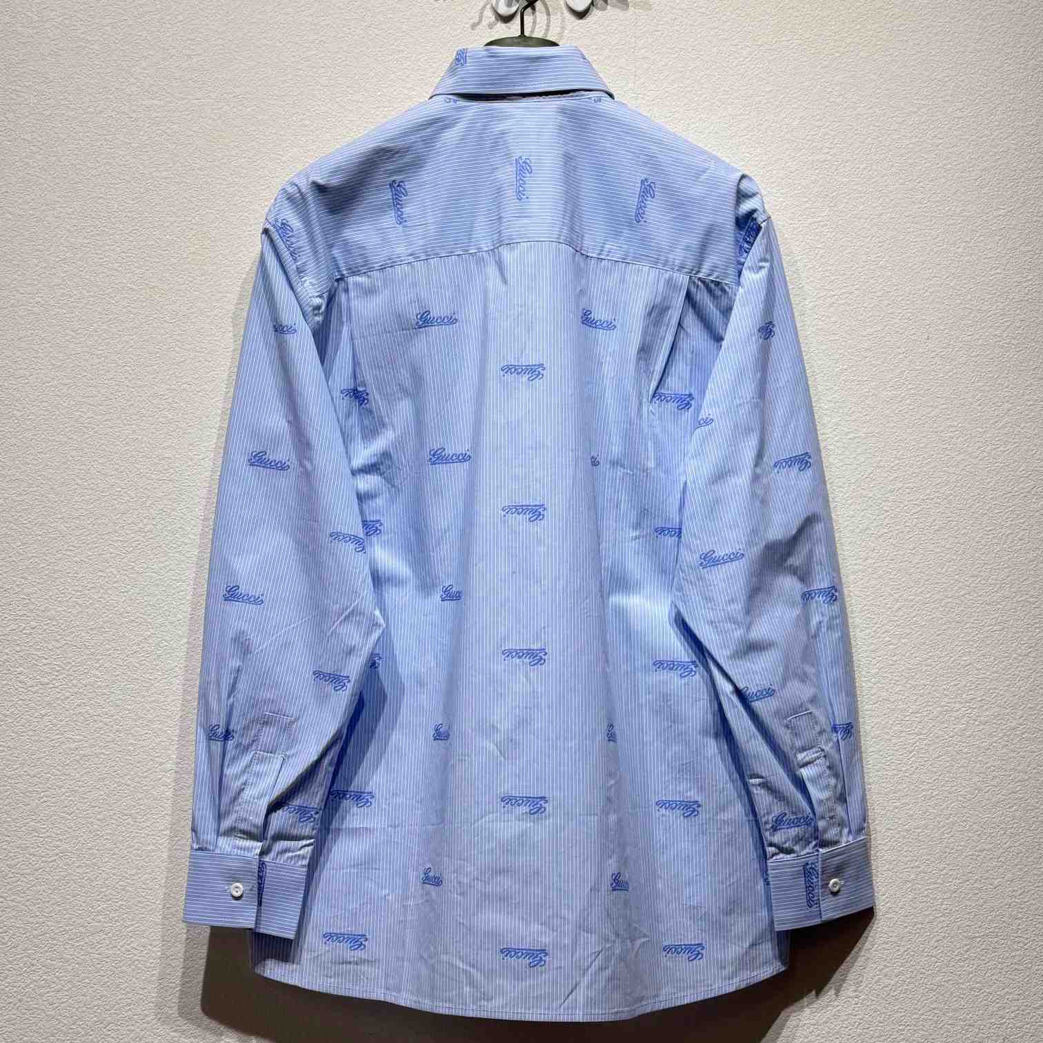 Gucci Embroidered Striped Cotton Shirt - EUR FASHION