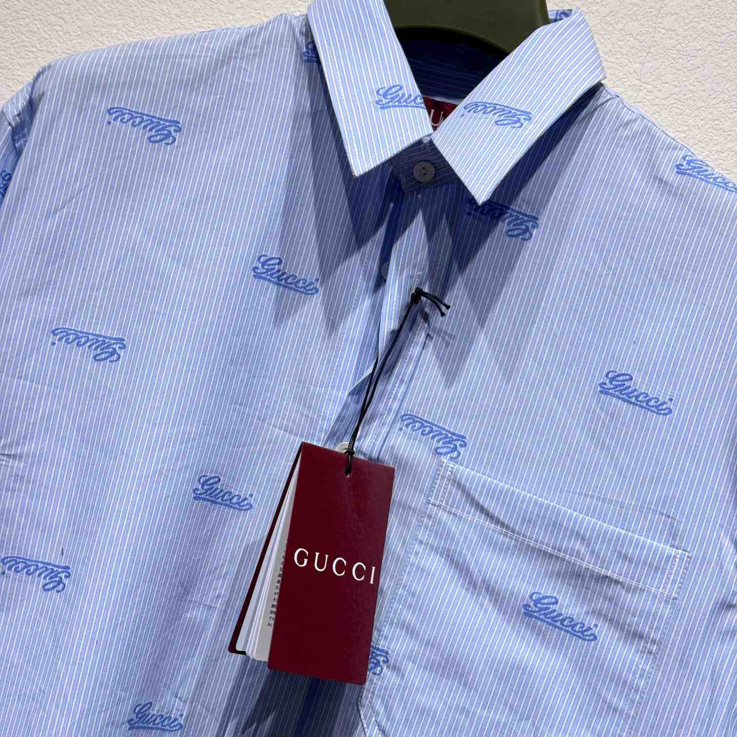 Gucci Embroidered Striped Cotton Shirt - EUR FASHION
