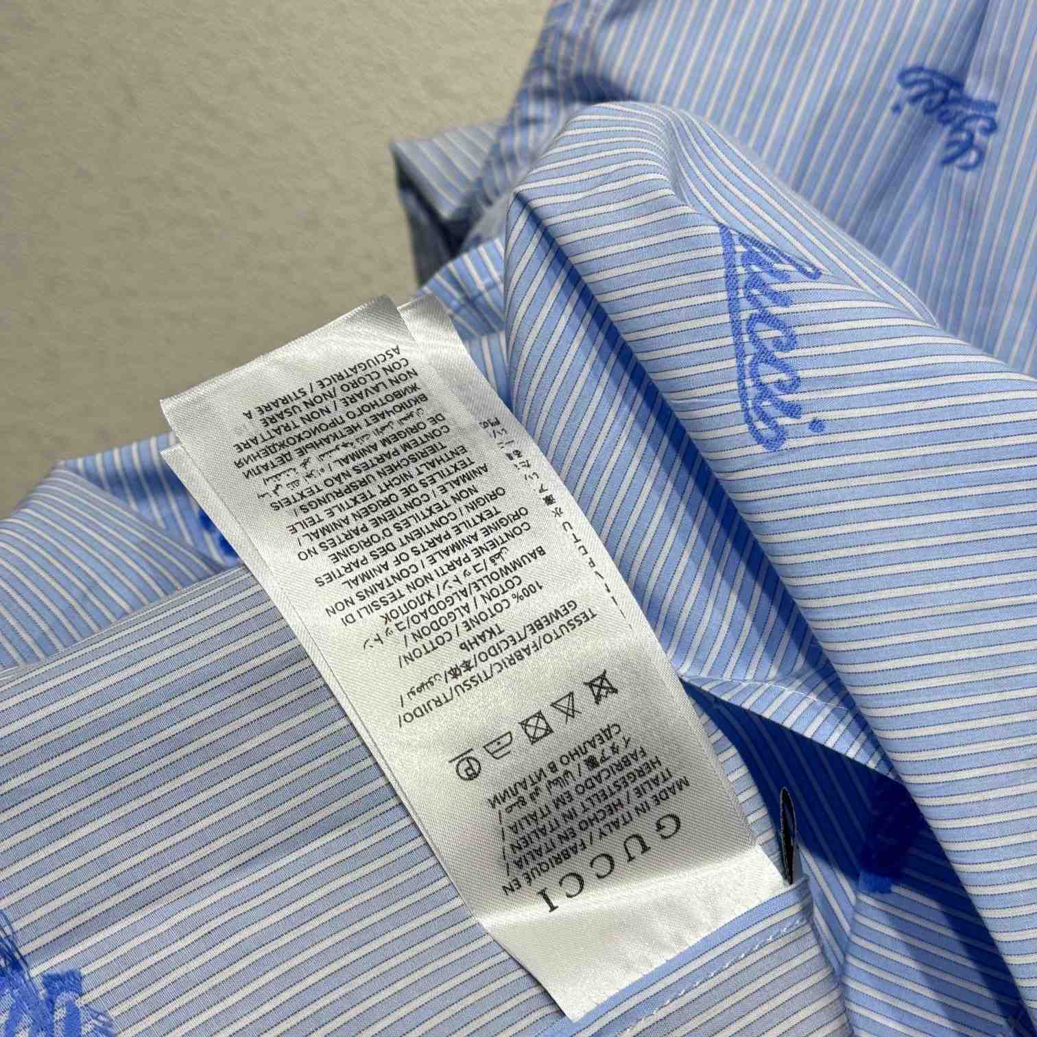 Gucci Embroidered Striped Cotton Shirt - EUR FASHION
