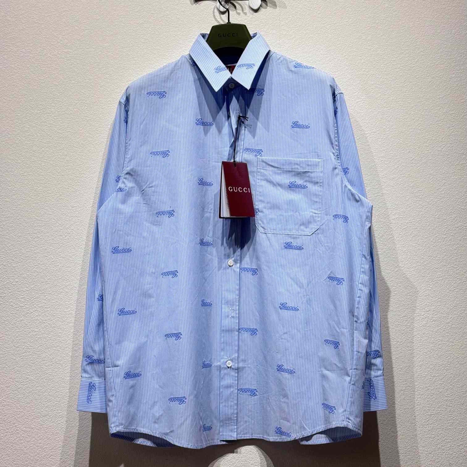 Gucci Embroidered Striped Cotton Shirt - EUR FASHION