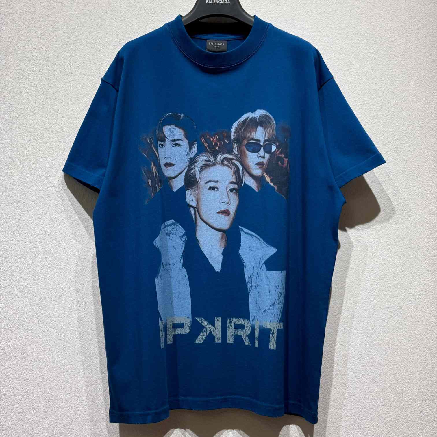 Balenciaga PP Krit Oversized T-Shirt In Dark Blue Dry Jersey - EUR FASHION