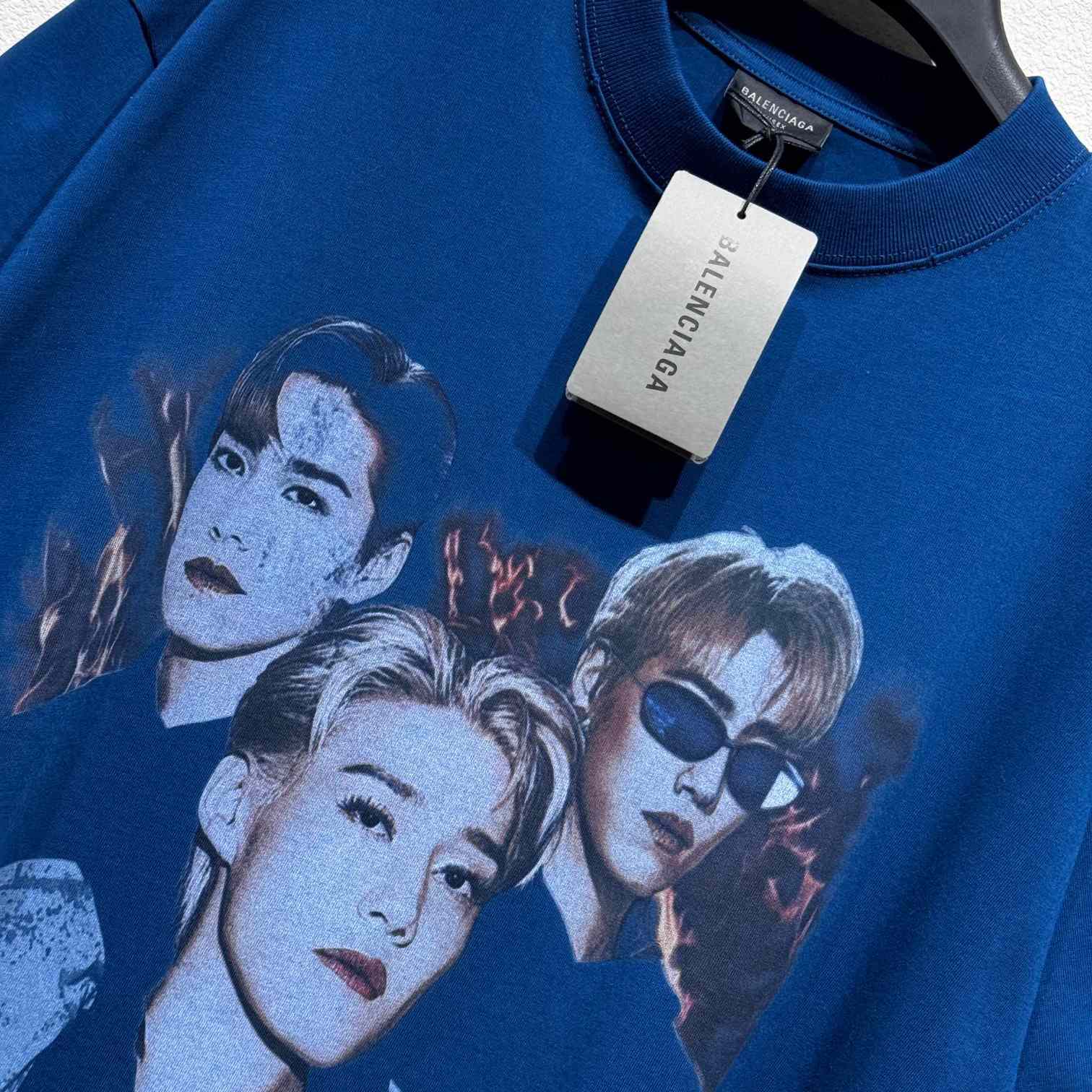 Balenciaga PP Krit Oversized T-Shirt In Dark Blue Dry Jersey - EUR FASHION