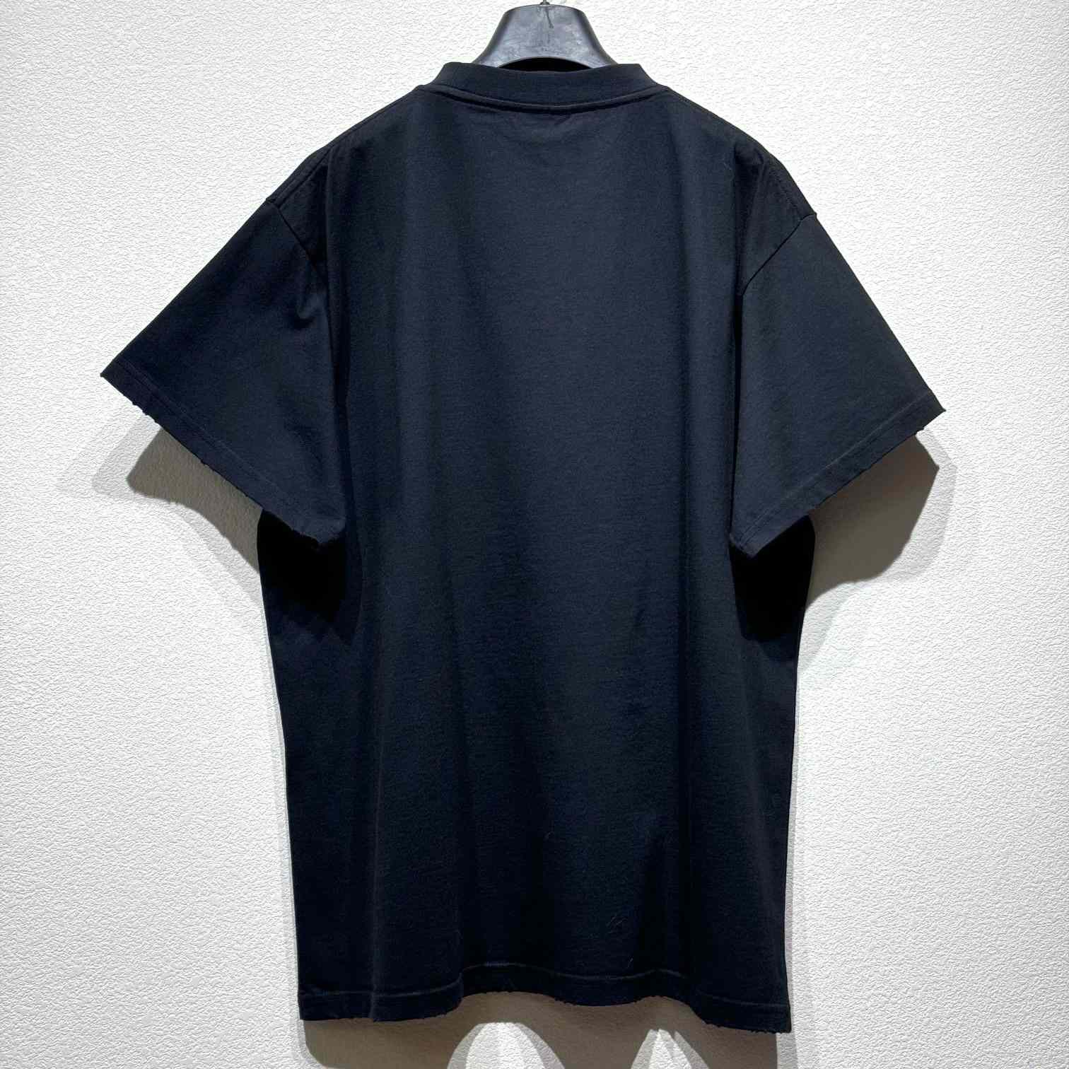 Balenciaga Michelle Boxy T-Shirt In faded Washed Black Dry Jersey - EUR FASHION