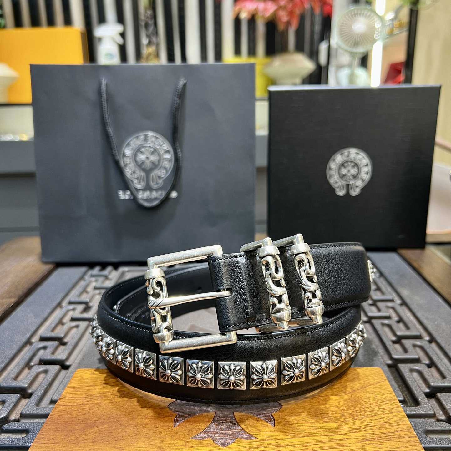 Chrome Hearts Retro Punk Rock Genuine Leather Belt   38MM - EUR FASHION